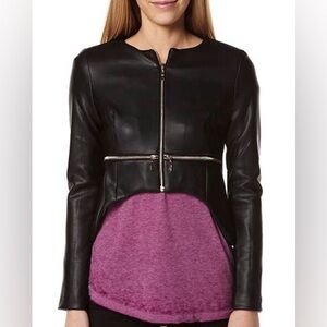 NEW PREMONITION LEATHER JACKET BLAZER WITH ZIP DETAIL SZ XS US 2 UK/AU 6